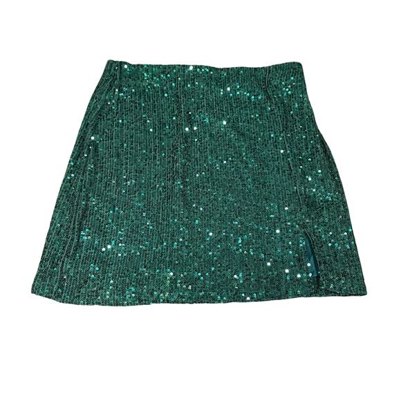 Art Class Girls Green Sequin Sparkly Pull-On Skirt XL 16-18 - Picture 1 of 7